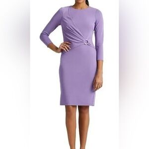 NWT Ralph Lauren black label Wisteria lilac‎ stretch crew neck 3/4 sleeve dress